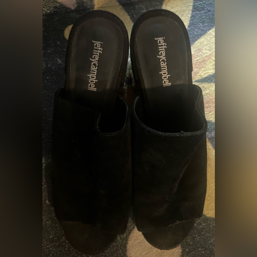 Jeffrey Campbell Limited edition pearl and Rhinestone Suede slide Mules